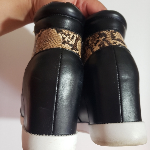 Snake Print Wedge Sneaker Booties - Picture 6 of 7
